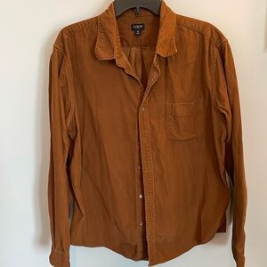 J Crew men’s XL corduroy brown dress shirt 100% cotton excellent condition